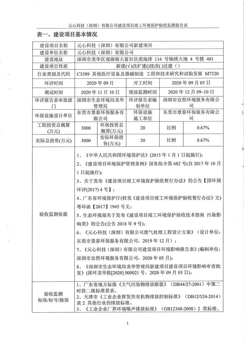 元心科技(深圳)有限公司竣工验收报告表(图5) 元心科技(深圳)有限公司竣工验收报告表(图5)
